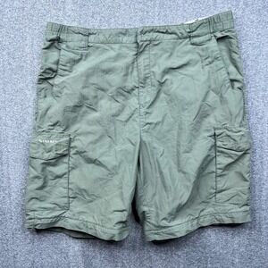 Simms Cargo Shorts Mens Large Green No Fly Zone Insect Repellent Fishing Hiking